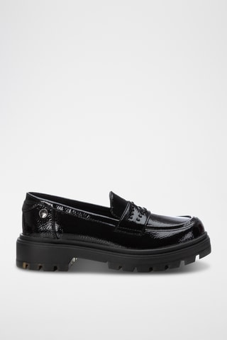 Gelakte Platform Mocassins - Zwart