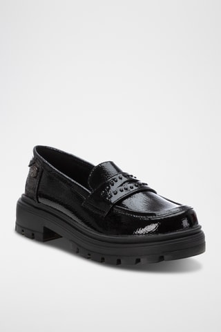 Gelakte Platform Mocassins - Zwart