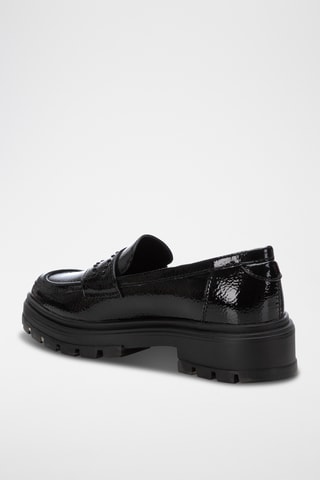 Gelakte Platform Mocassins - Zwart