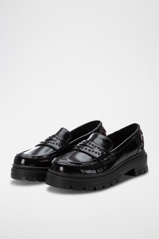 Gelakte Platform Mocassins - Zwart