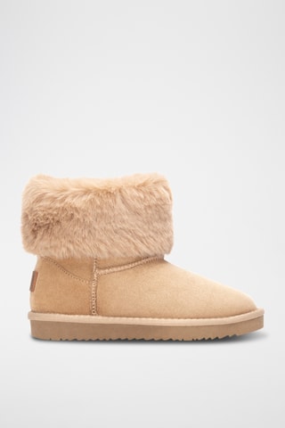 Gevoerde Enkellaarzen - Beige