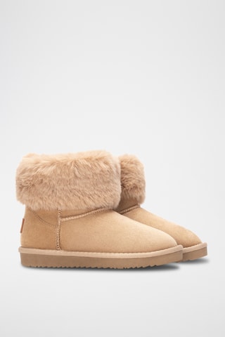 Gevoerde Enkellaarzen - Beige