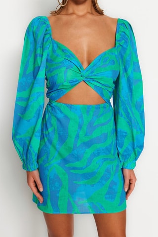 Robe droite - Bleu et vert