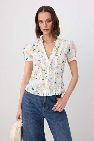 Chemisier en broderie anglaise - Blanc et multicolore