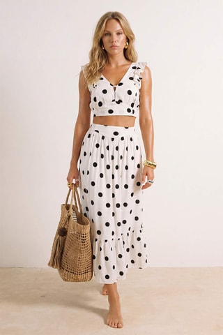 Crop top et jupe de plage taille haute - Blanc