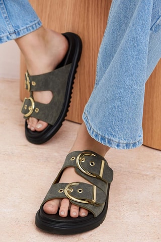 Mules en nubuck - Kaki