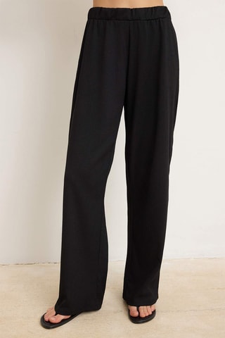 Top volanté et pantalon wide legs taille haute - Noir