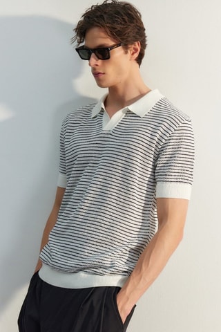 Polo relaxed - Blanc et bleu