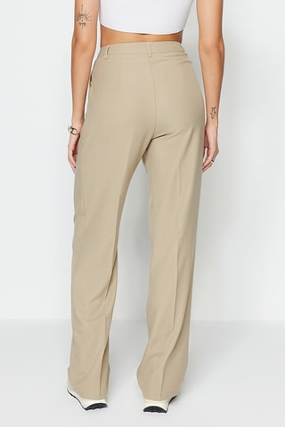 Pantalon wide legs taille haute - Beige