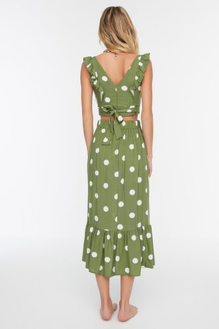 Crop top et jupe midi taille haute - Blanc et vert