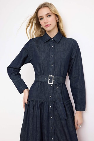 Robe chemise en jean - Bleu