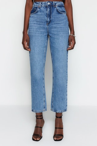 Jean mom taille haute - Bleu