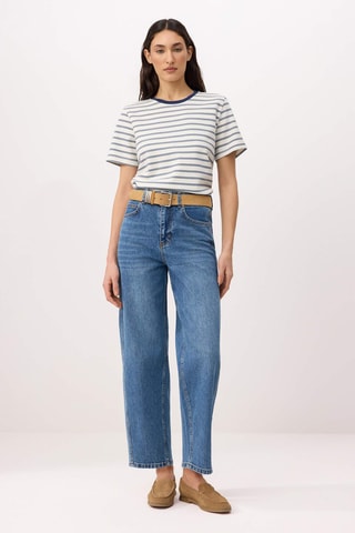 Jean barrel taille haute - Bleu