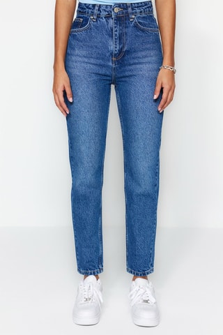 Jean mom taille haute - Bleu