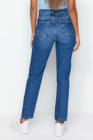 Jean mom taille haute - Bleu
