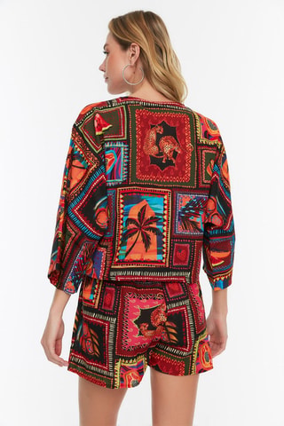 Chemisier et short taille haute - Multicolore