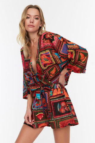 Chemisier et short taille haute - Multicolore