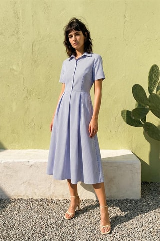 Robe midi - Bleu