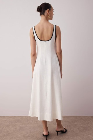 Robe midi en lin - Écru