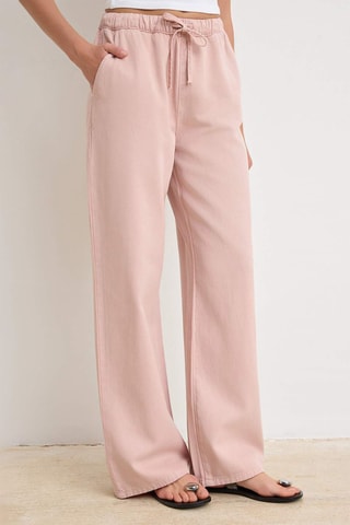 Jean large taille haute - Rose
