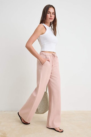 Jean large taille haute - Rose