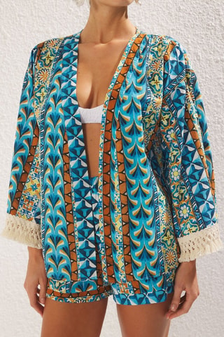 Kimono et short - Bleu et orange