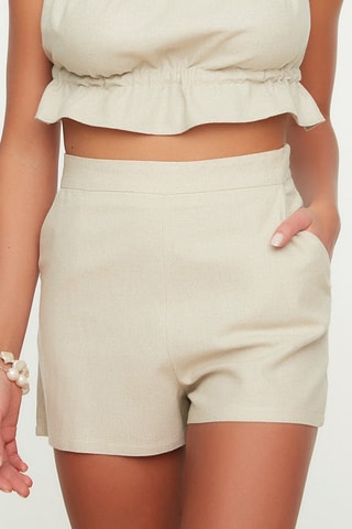 Short de plage taille haute - Beige