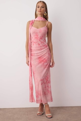 Foulard et robe longue tie and dye - Fuchsia