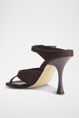 Mules à talons en nubuck - Marron