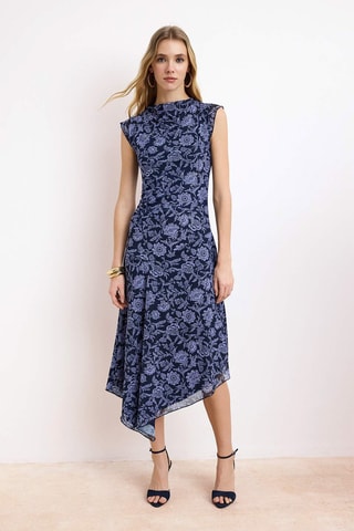 Robe drapée - Bleu