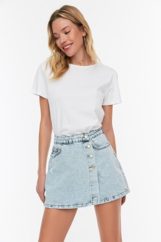 Jupe-short taille haute - Bleu