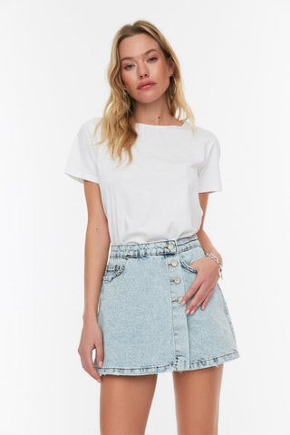 Jupe-short taille haute - Bleu