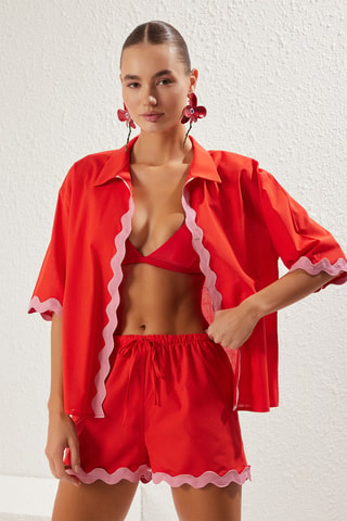 Chemisier et short de plage - Rose et rouge