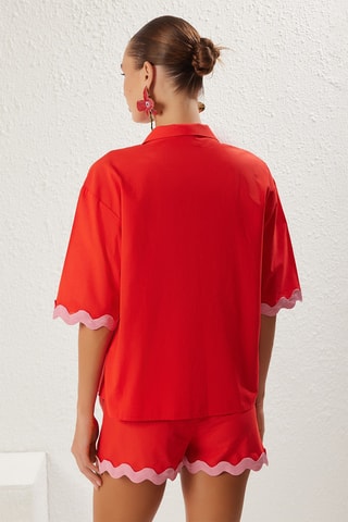 Chemisier et short de plage - Rose et rouge