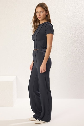 Crop top et pantalon taille haute - Gris