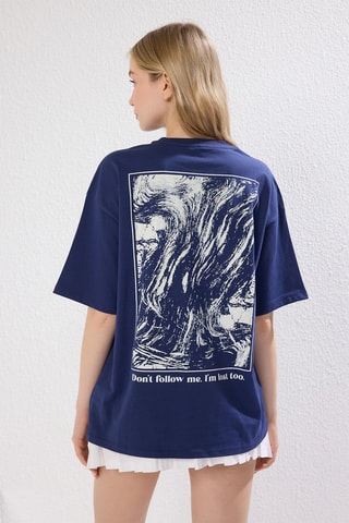 T-shirt oversize - Blanc et bleu