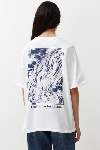 T-shirt oversize - Blanc et bleu