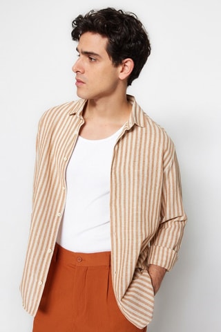 Chemise regular - Beige et marron
