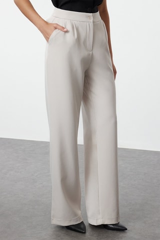 Pantalon wide legs taille haute - Beige