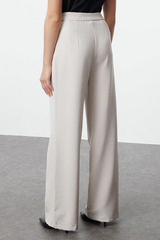 Pantalon wide legs taille haute - Beige
