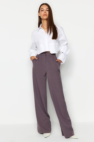 Pantalon wide legs taille haute - Gris