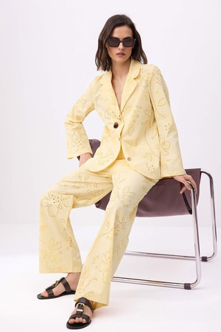 Veste et pantalon en broderie anglaise - Jaune