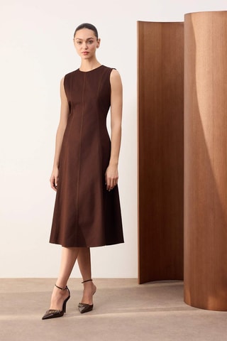 Robe midi - Marron