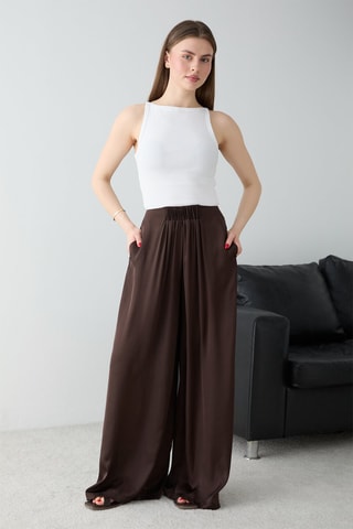 Pantalon wide legs - Marron