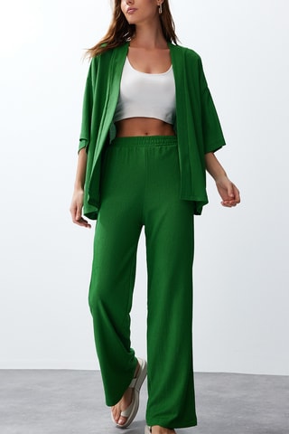Kimono et pantalon taille haute - Vert