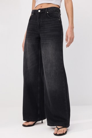 Jean wide legs taille haute - Noir