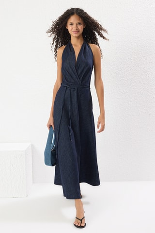 Robe longue en jean - Bleu foncé