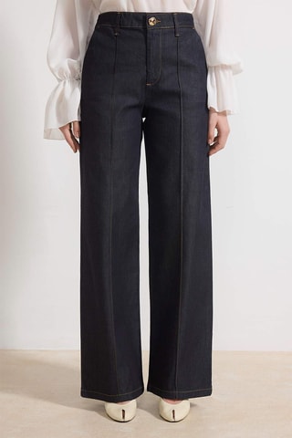 Jean wide legs taille haute - Bleu foncé