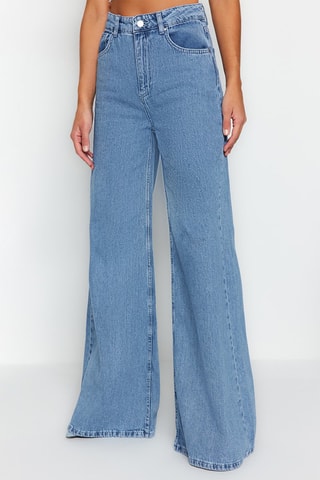 Jean wide legs taille haute - Bleu
