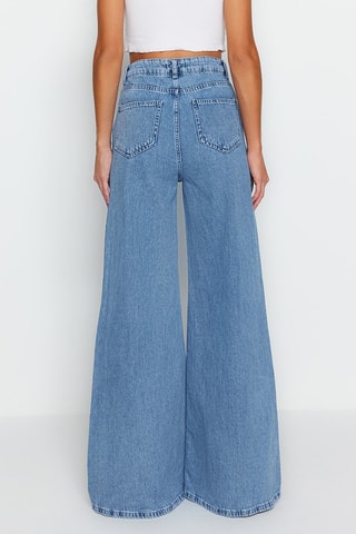 Jean wide legs taille haute - Bleu